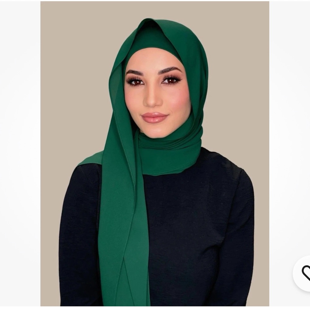 Premium Chiffon Rectangle Hijab In Bottle Green For Women